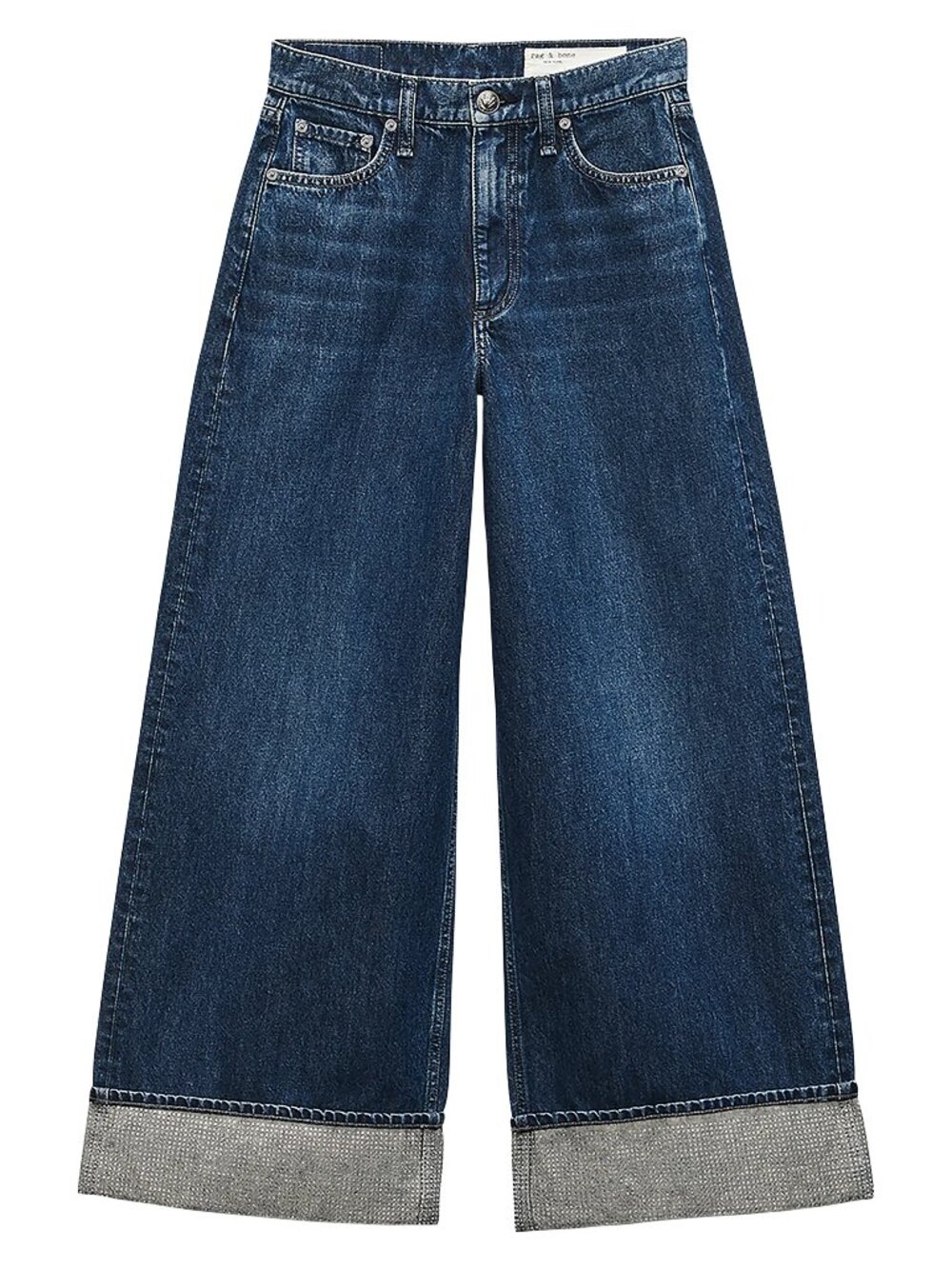 Rag & Bone Sofie High-Rise Jewel Cuff Ankle Wide Leg Jeans